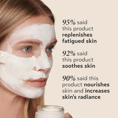 SHANI DARDEN Signature Nourishing Facial Mask ingredients display with colloidal oatmeal and squalane