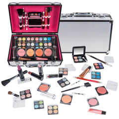 SHANY carry all makeup train case in silver, portable organizer for on-the-go beauty routines.