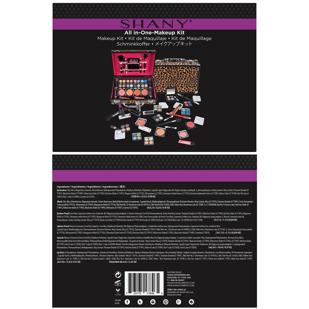 SHANY shadow quads in leopard case, shimmer and matte options for versatile looks