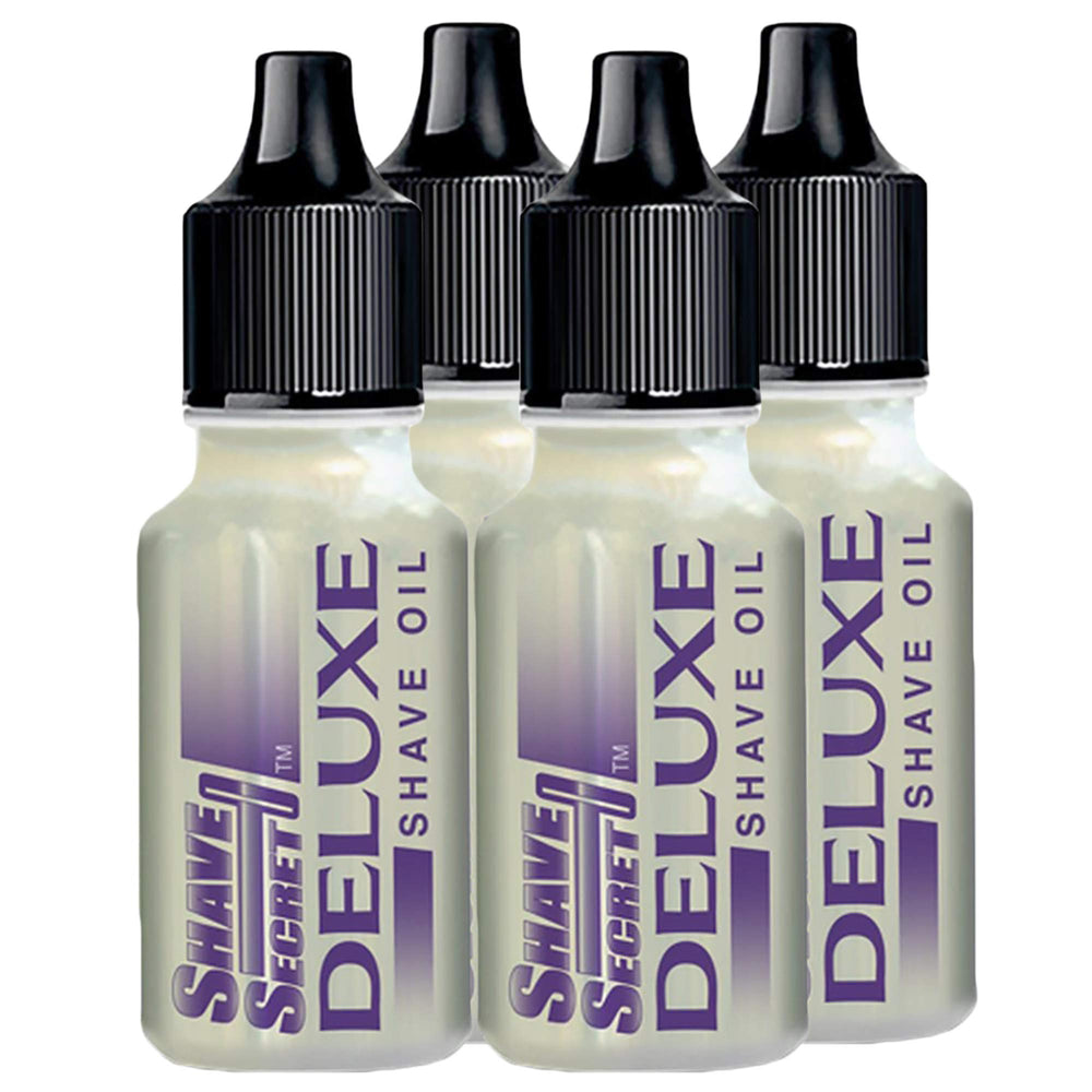 Shave Secret Deluxe Oil bottle pour for a smooth shave and hydrated skin