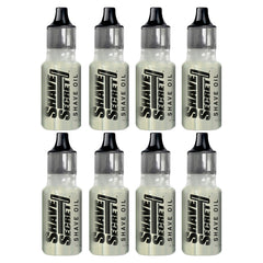 Shave Secret shaving oil bottle pouring for a smooth, irritation-free shave.