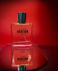 Shawn Crenshaw Ovation for Men on warm wood panel, amber and vanilla hues.