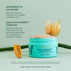 SHAZ & KIKS turmeric root oil ingredient highlight emphasizes scalp comfort and balance.
