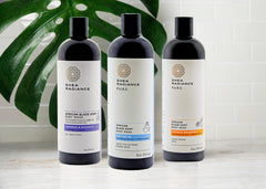 Pump dispenser of Shea Radiance with dime-size amount ready