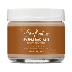 SheaMoisture Even and Radiant Night Cream jar close-up for overnight hydration.