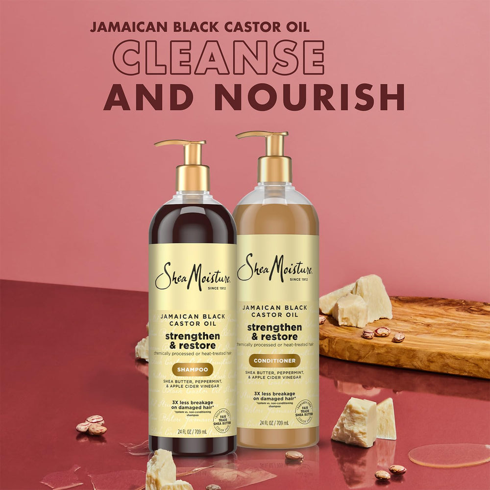 SheaMoisture Jamaican Black Castor Oil ingredients with Shea Butter and Castor Oil.
