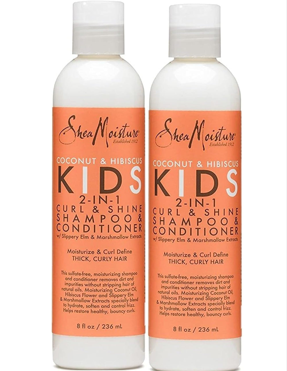 SheaMoisture Kids Shampoo 2-in-1 Coconut Hibiscus bottle for gentle cleansing of curls