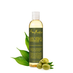 SheaMoisture Olive and Green Tea oil applying on skin after shower.