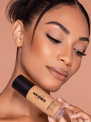 SHEGLAM matte finish texture on skin delivers velvety coverage.