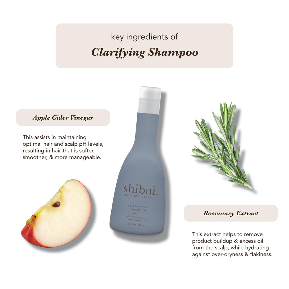 SHIBUI Clarifying Shampoo pour action captures clean scalp and renewed glow