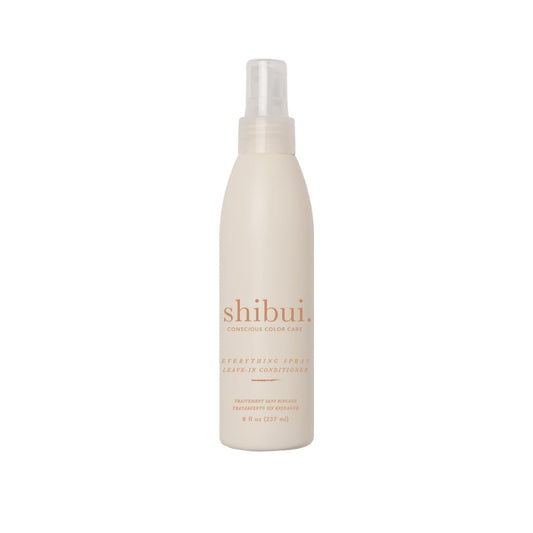 SHIBUI Everything Spray bottle closeup — color-safe, lightweight leave-in care.