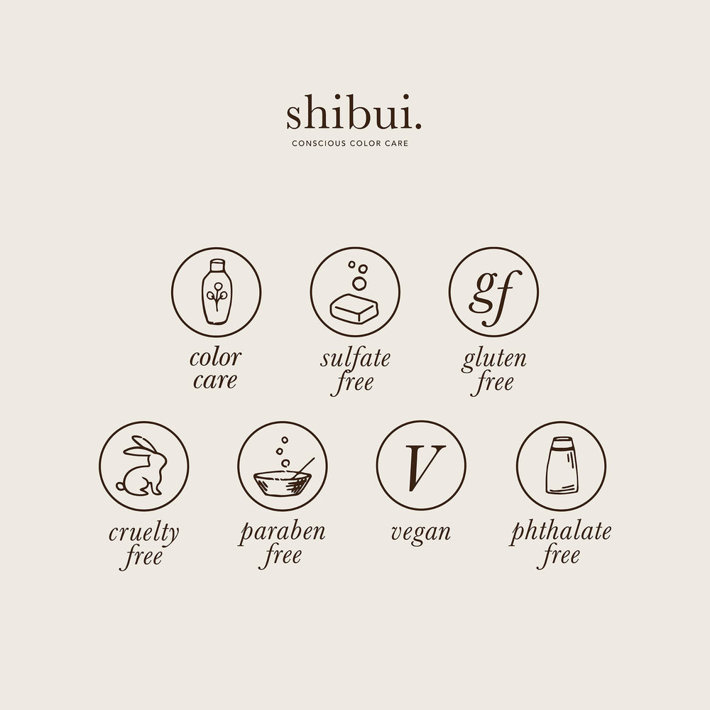 SHIBUI Volumizing Shampoo bottle showing vegan, sulfate-free clean formula.