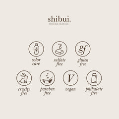 SHIBUI Volumizing Shampoo bottle showing vegan, sulfate-free clean formula.