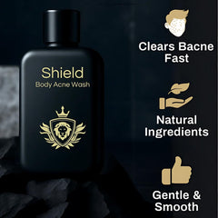 Shield back area cleansing scene ideal for daily shower after gym.