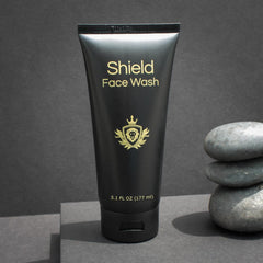 Shield face wash packaging showing unscented formula ideal for sensitive skin