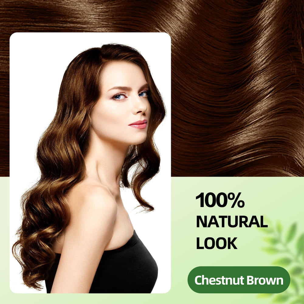 SHIHUANUO chestnut brown shade swatch on hair, durable color.