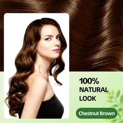 SHIHUANUO chestnut brown shade swatch on hair, durable color.