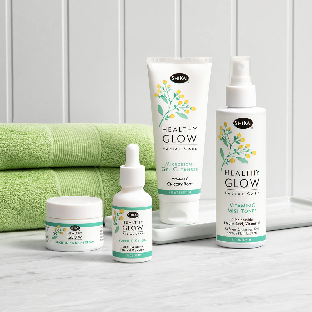 ShiKai Healthy Glow Night Cream being applied to skin for nightly nourishment.