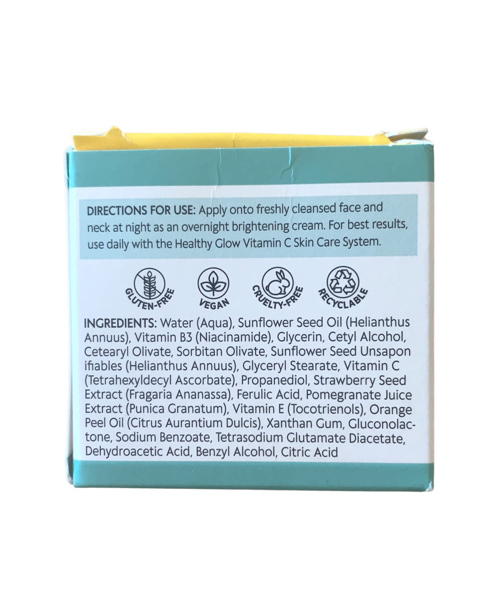 ShiKai Healthy Glow Night Cream bottle shows premium antioxidant formula for brightness.