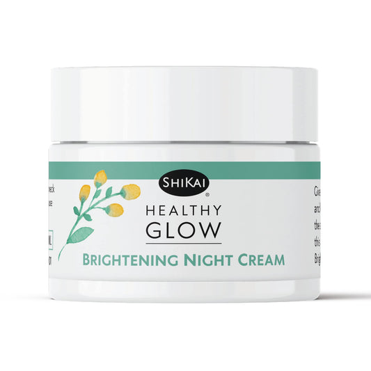 ShiKai Healthy Glow Night Cream jar demonstrates overnight hydration for radiant skin.