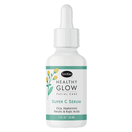 ShiKai Healthy Glow Serum bottle close-up for hydrated, radiant skin.