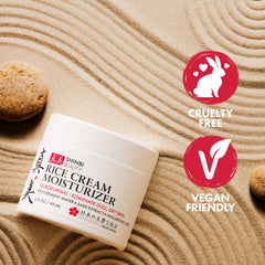 Shinbi Beauty cream texture close-up conveys luxurious, creamy consistency.