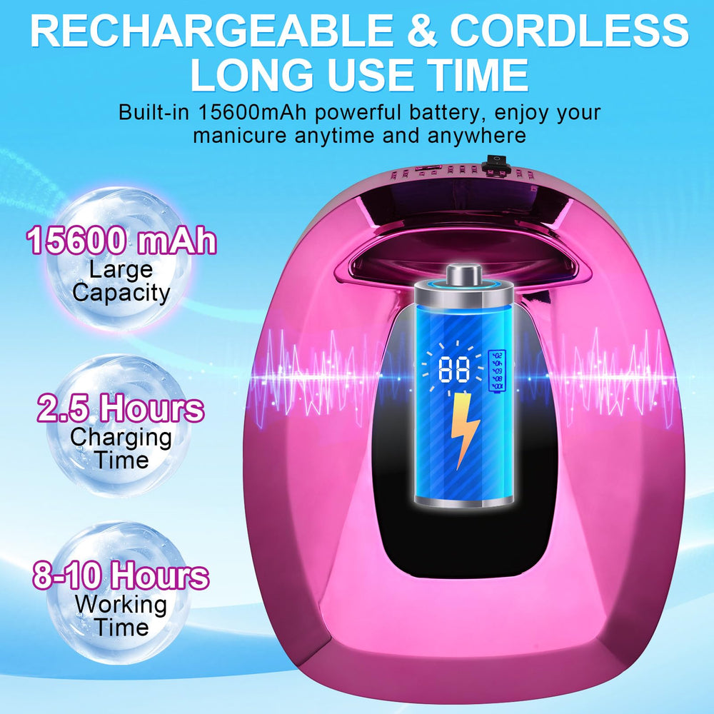 ShineCai UV LED Nail Lamp cordless design with long-lasting battery for portable use.