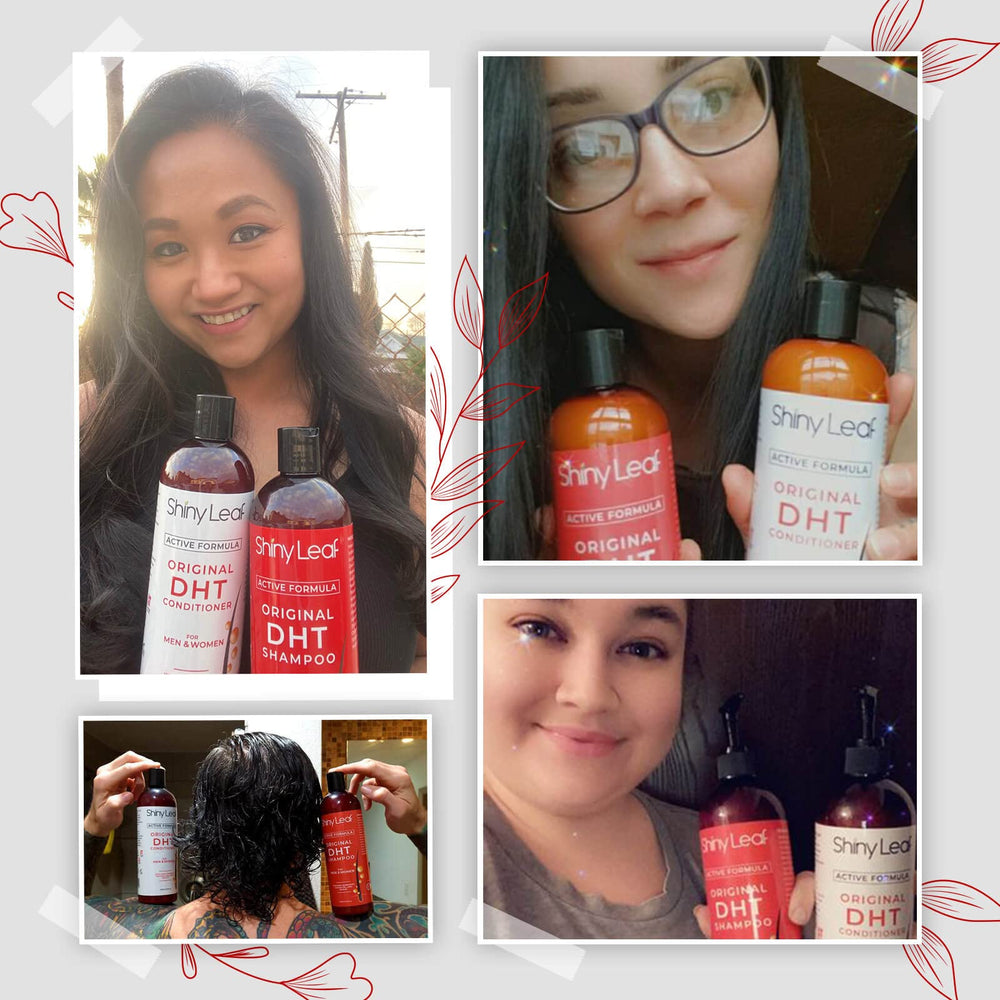 Shiny Leaf conditioner rinse, silky finish and detangling ease.