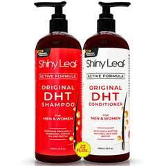 Shiny Leaf DHT Blocker Shampoo bottle for daily scalp care supporting healthy follicles.