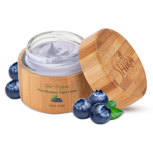Shira Blueberry Night Cream jar showing rich hydration for the skin.