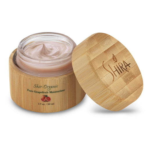 Shira Pink Grapefruit Moisturizer bottle highlights hydrating formula for daily glow
