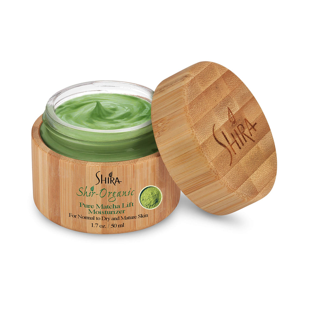 Shira Shir-Organic Green Tea Matcha Lift bottle promoting hydration.
