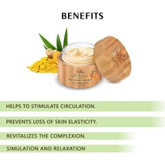 Shira Shir Turmeric Moisturizer cream swirl demonstrates rich, nourishing texture that supports skin elasticity.