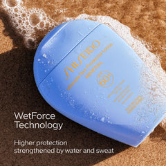 Shiseido: apply liberally to face and neck before sun exposure