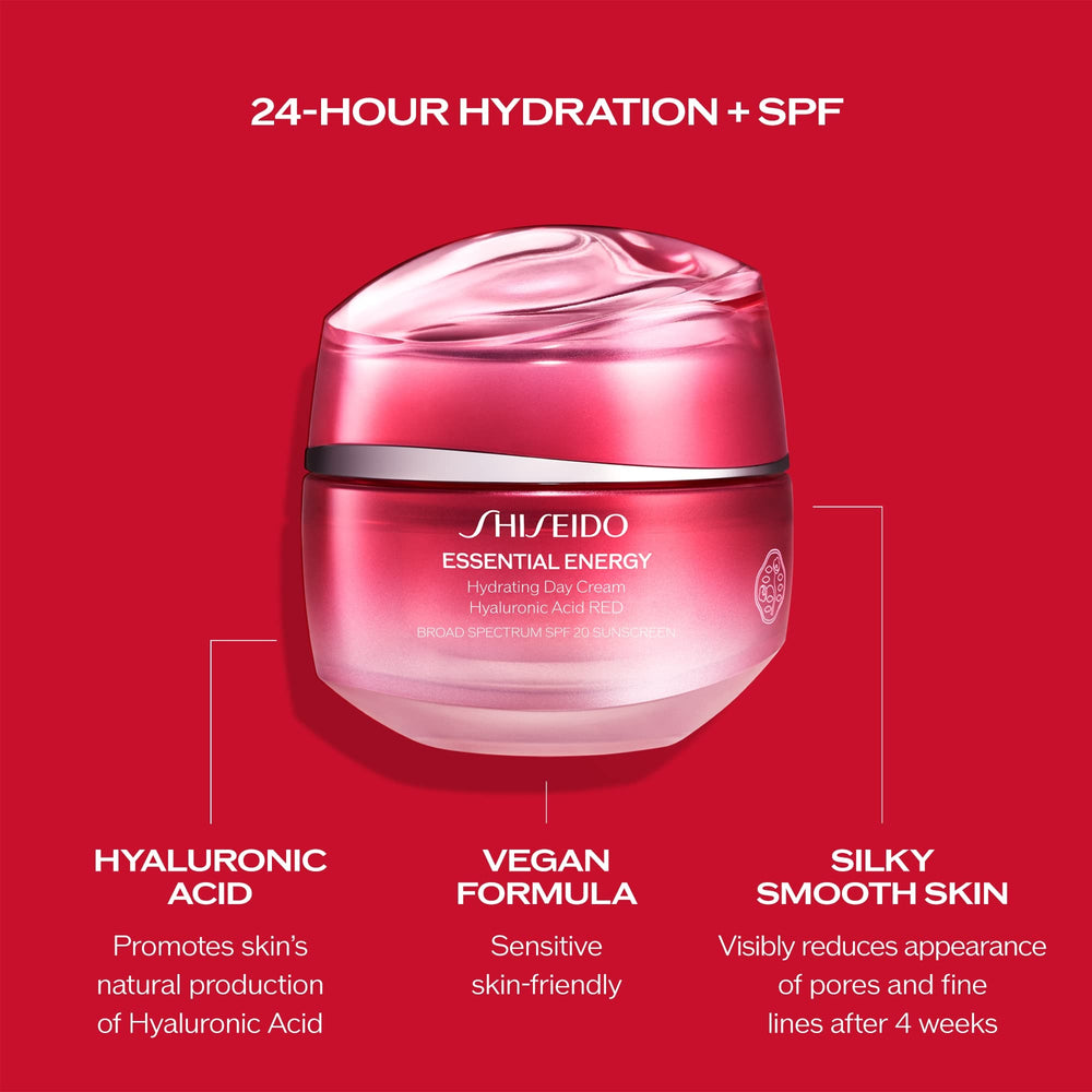 Shiseido Essential Energy Day Cream SPF 20 protector in morning routine.