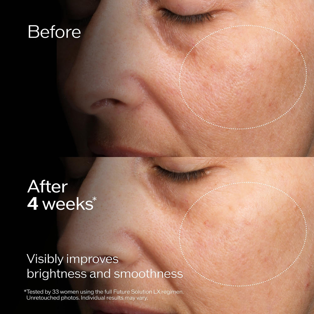 Close-up of applying the concentrate lotion for radiant skin with Shiseido LX.