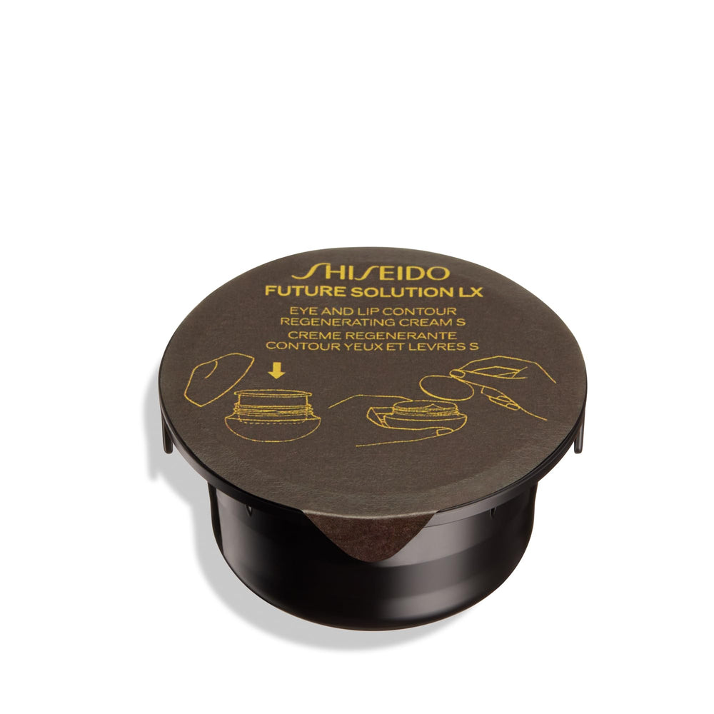 Shiseido Future Solution LX eye-lip contour cream refill close-up showing rich texture for smoother skin