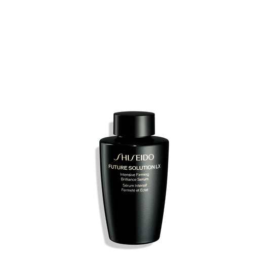 Shiseido Future Solution LX serum bottle front view showing hydration and lift potential.