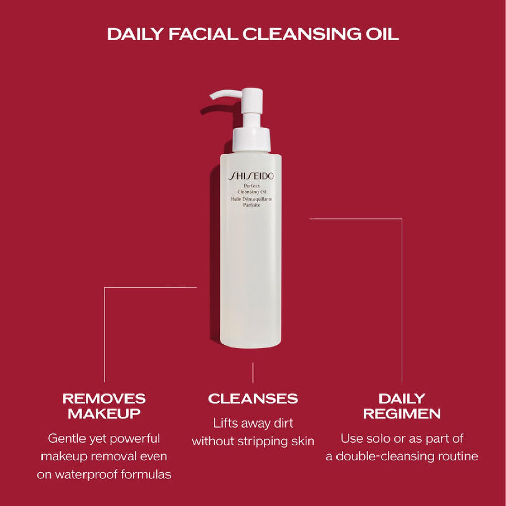 Shiseido Perfect Cleansing Oil in action removing waterproof mascara with light massage