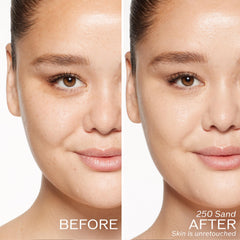 Shiseido RevitalEssence SPF 30 foundation pump in Sand 250 for hydrated wear.
