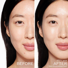 Texture detail of Shiseido RevitalEssence Skin Glow Foundation looks like serum for seamless blending