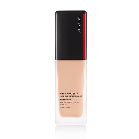 Shiseido Synchro Skin bottle closeup, ready for precise, even application.
