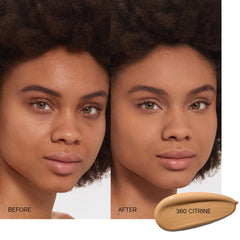 Shiseido Synchro Skin Citrine 360 foundation applied on skin for natural finish.