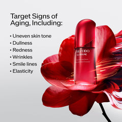 Shiseido Ultimune Serum texture swirl showcasing lightweight formula