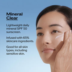 Shiseido Urban Environment Mineral Clear Sunscreen swatch shows sheer-to-clear finish