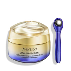 Shiseido Vital Perfection eye cream jar showing rich texture for hydration and lift