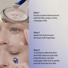 Packaging display of Shiseido Vital Perfection eye cream and roller