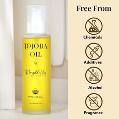 Shop LC Jojoba Oil label design highlights organic, hexane-free formula.