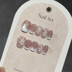 Short square press-on nails provide a versatile, chic base for any outfit.
