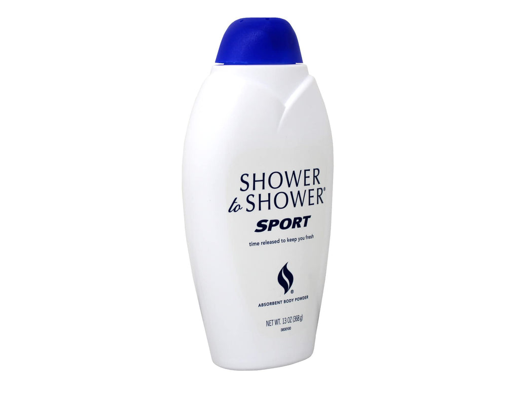 Shower To Shower sport powder front view in packaging easy to store.